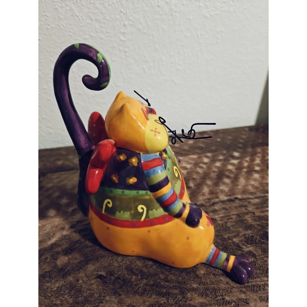 Catitudes Joyce Shelton Funny Cat Ceramic Figurine Cat Lovers, Wire Whiskers EUC